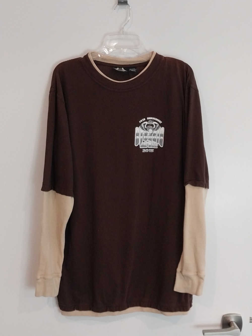 Biker Designs 2015 Sturgis 75th Anniversary Men's XL Brown Long Sleeve Shirt